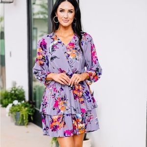 Umgee purple floral 3/4 dress